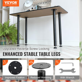 VEVOR 28-inch adjustable desk legs side profile highlighting robust frame for stability