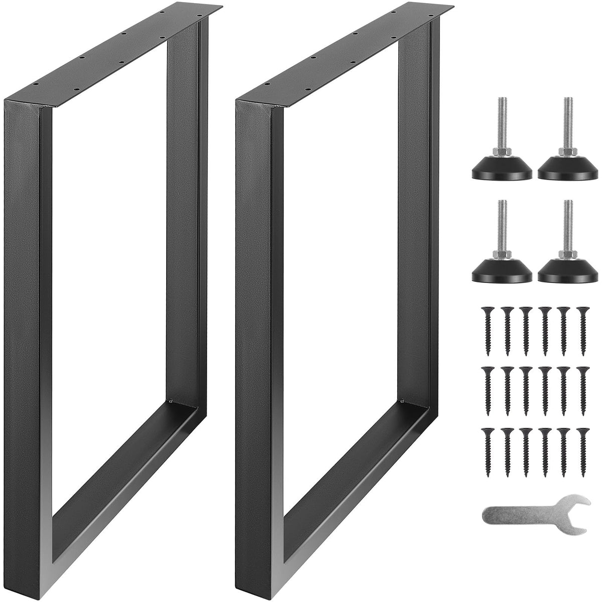 VEVOR 28-inch adjustable table legs top view, sturdy square steel design for durable desks.