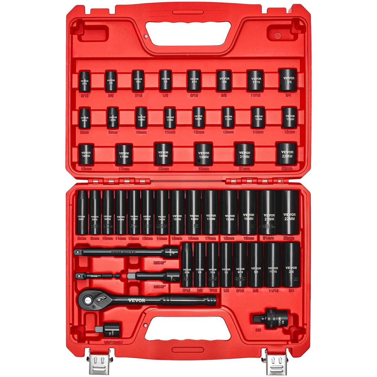 VEVOR 3/8 drive impact socket set case for organized on-site storage