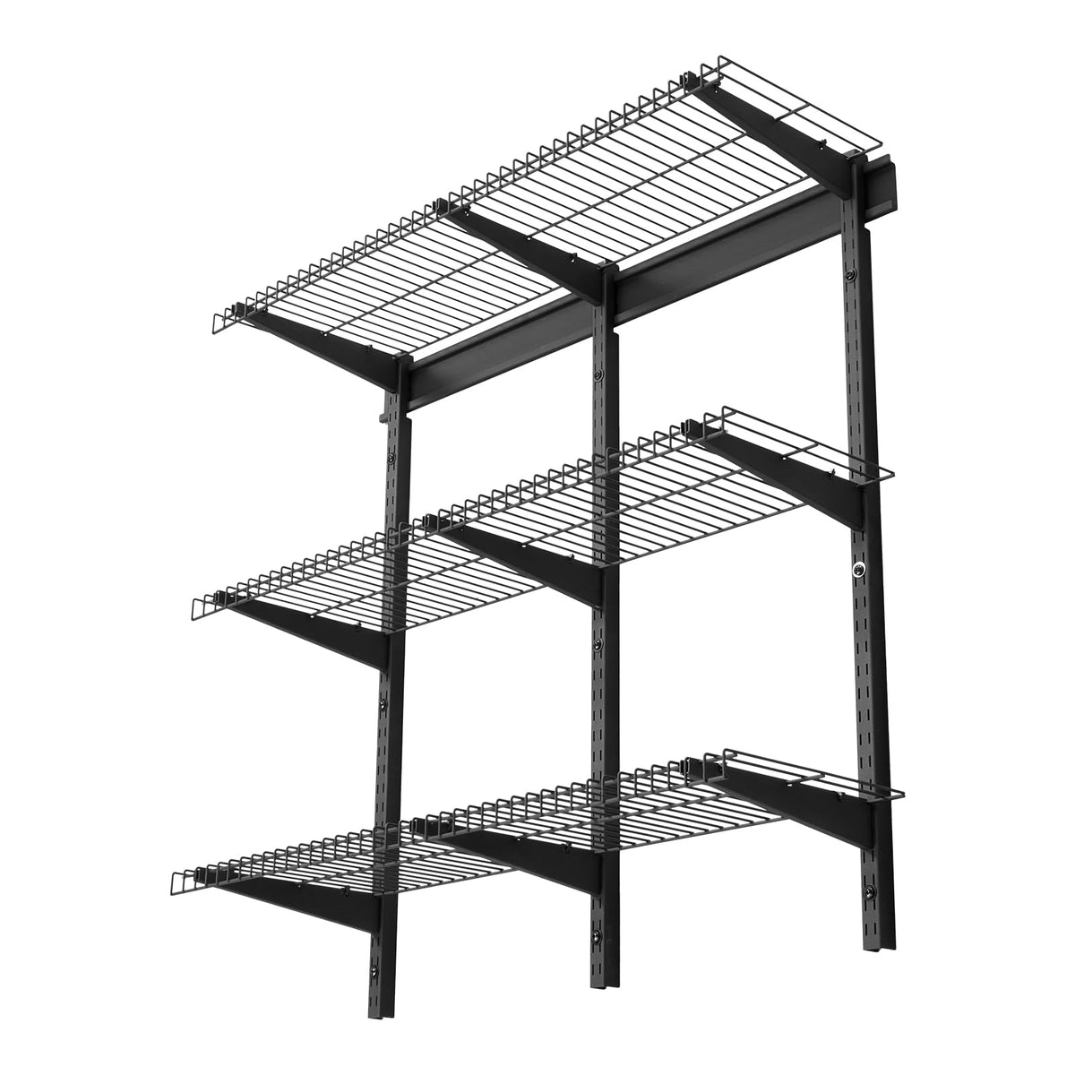VEVOR 3-tier wall garage shelving frame showing sturdy steel construction for organized storage