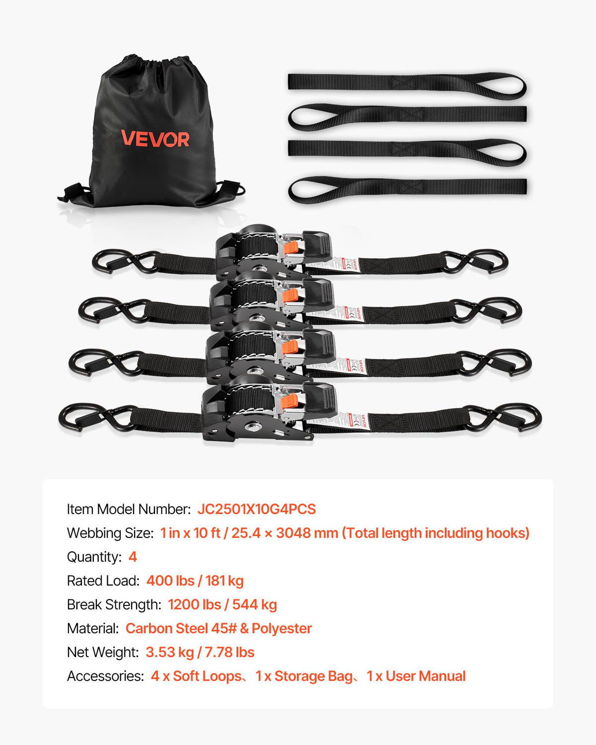 VEVOR 4-pack ensures multiple straps ready for projects.