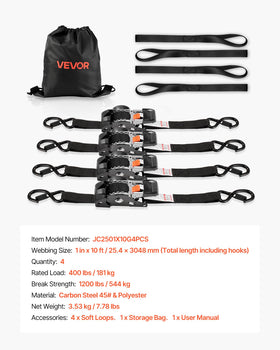 VEVOR 4-pack ensures multiple straps ready for projects.