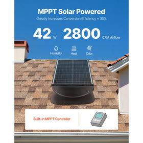 VEVOR 42W solar attic fan remote control; convenient wireless operation.