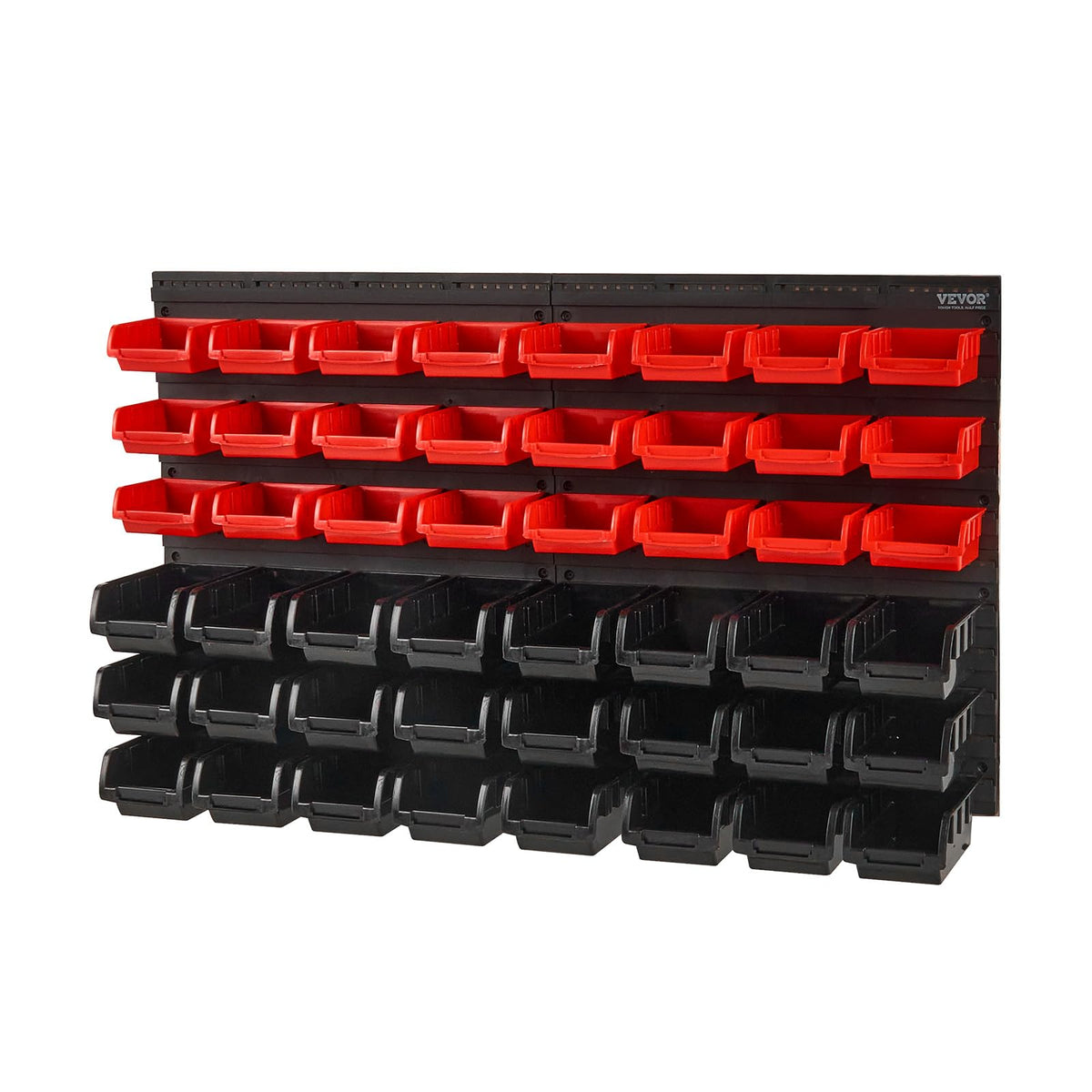 VEVOR 48-bin wall panel setup demonstrating modular storage for the garage