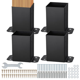 VEVOR 4x4 post bracket package view showing four sturdy bases for secure posts