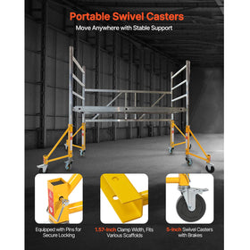 VEVOR 5-inch wheels roll easily to relocate scaffolds quickly.