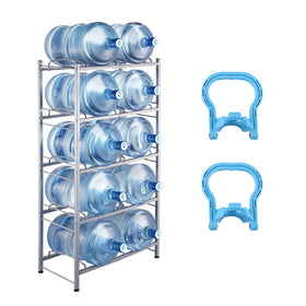 VEVOR 5 tier water jug holder front view keeps bottles neatly organized.