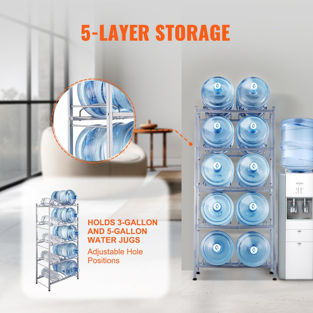 VEVOR 5 tier holder fully assembled demonstrates adjustable tiers.