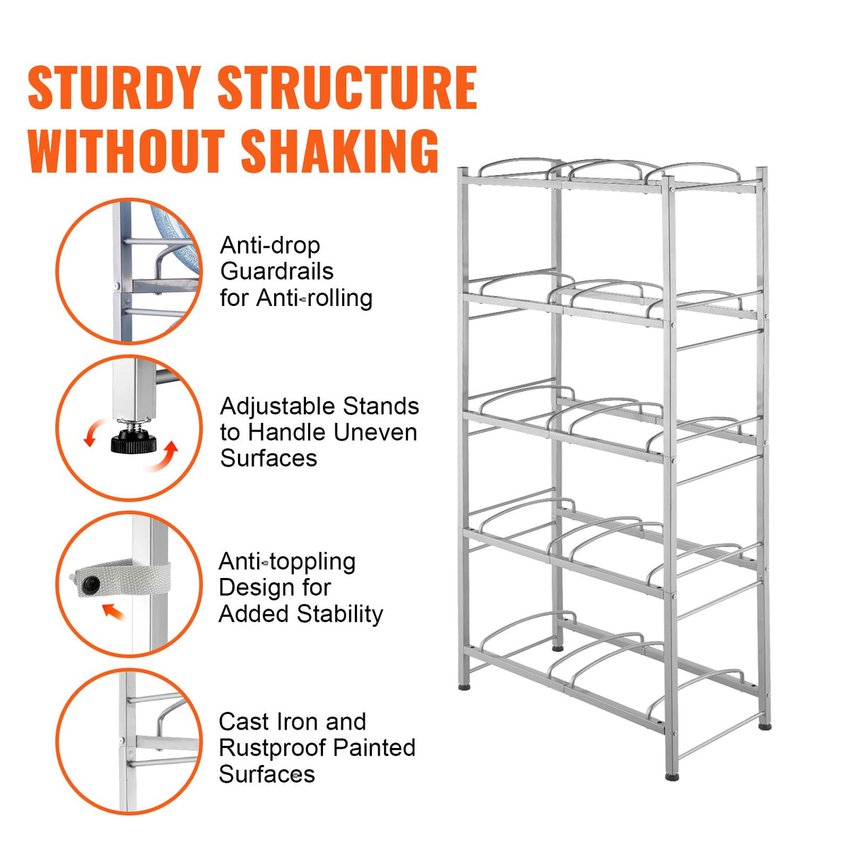 VEVOR guardrails provide stability for heavy bottles.