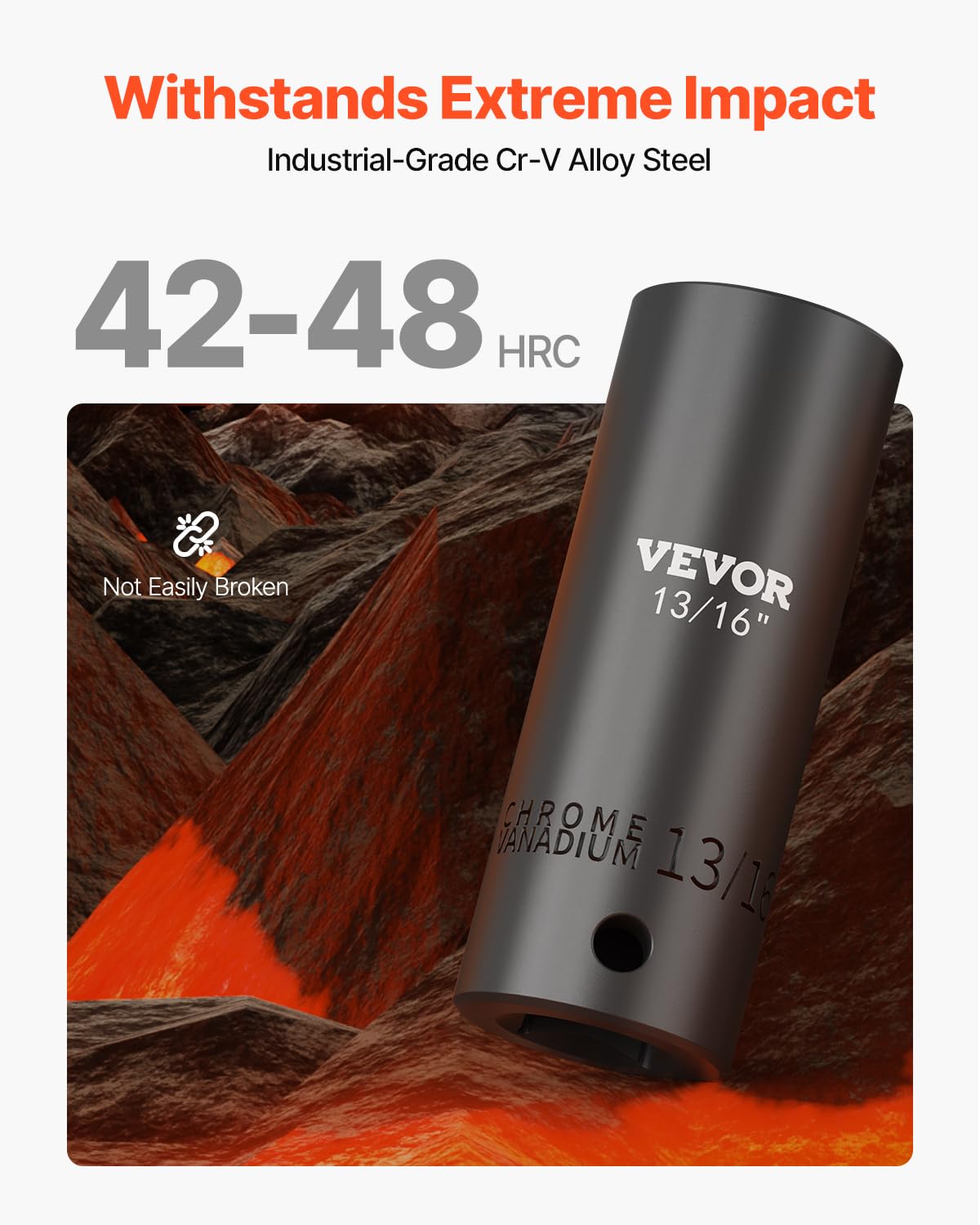 VEVOR 6-point deep sockets design for superior grip on fasteners.