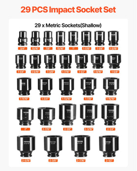VEVOR 6-point sockets grip nuts firmly for high-torque jobs.