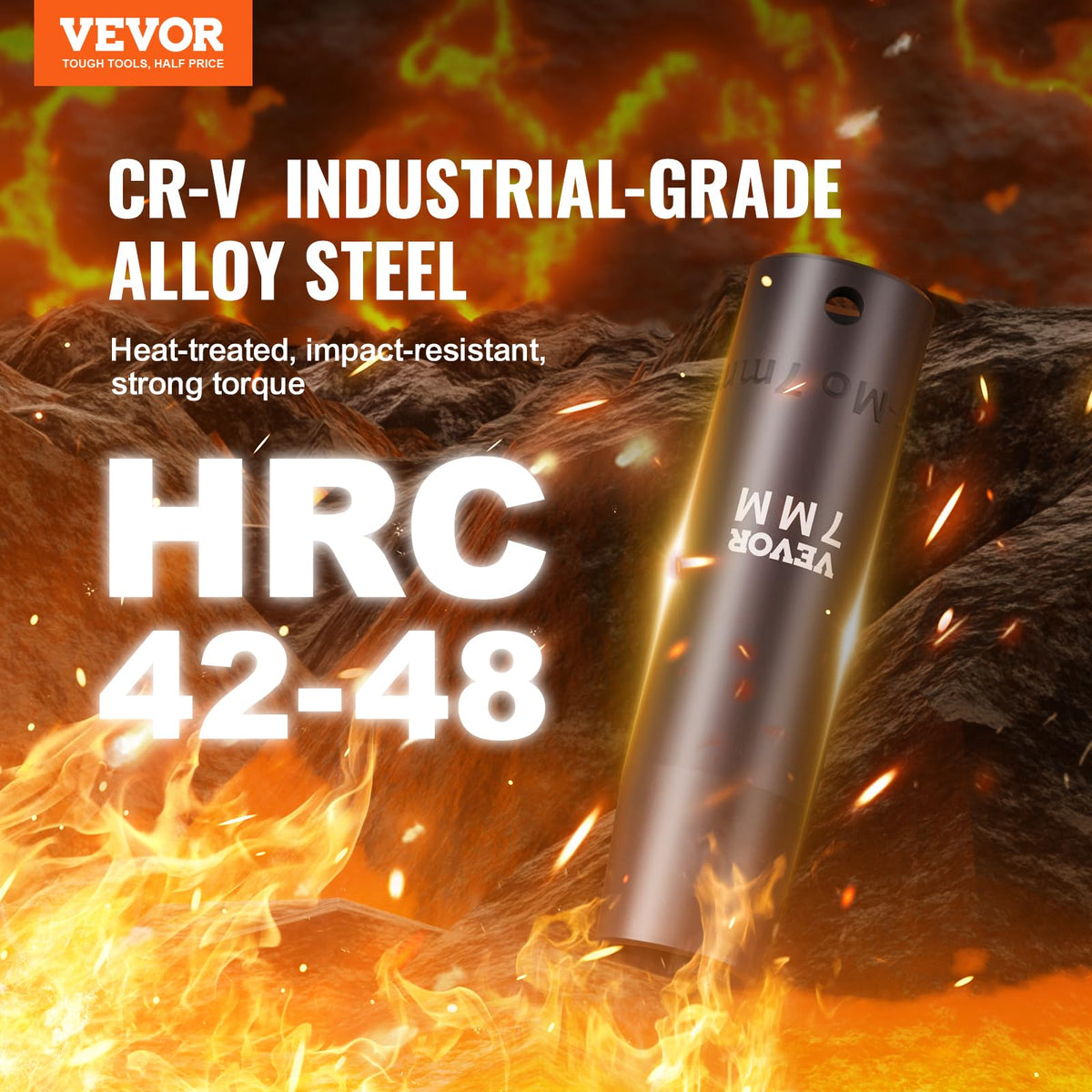 VEVOR 65-piece socket set with laser-etched size markings for quick identification.