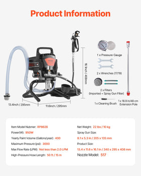 VEVOR 950W stand airless sprayer cleaning kit aids quick maintenance