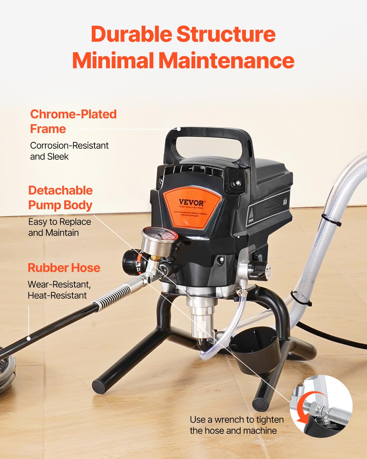 VEVOR 950W stand airless sprayer extension pole enabling reach without bending