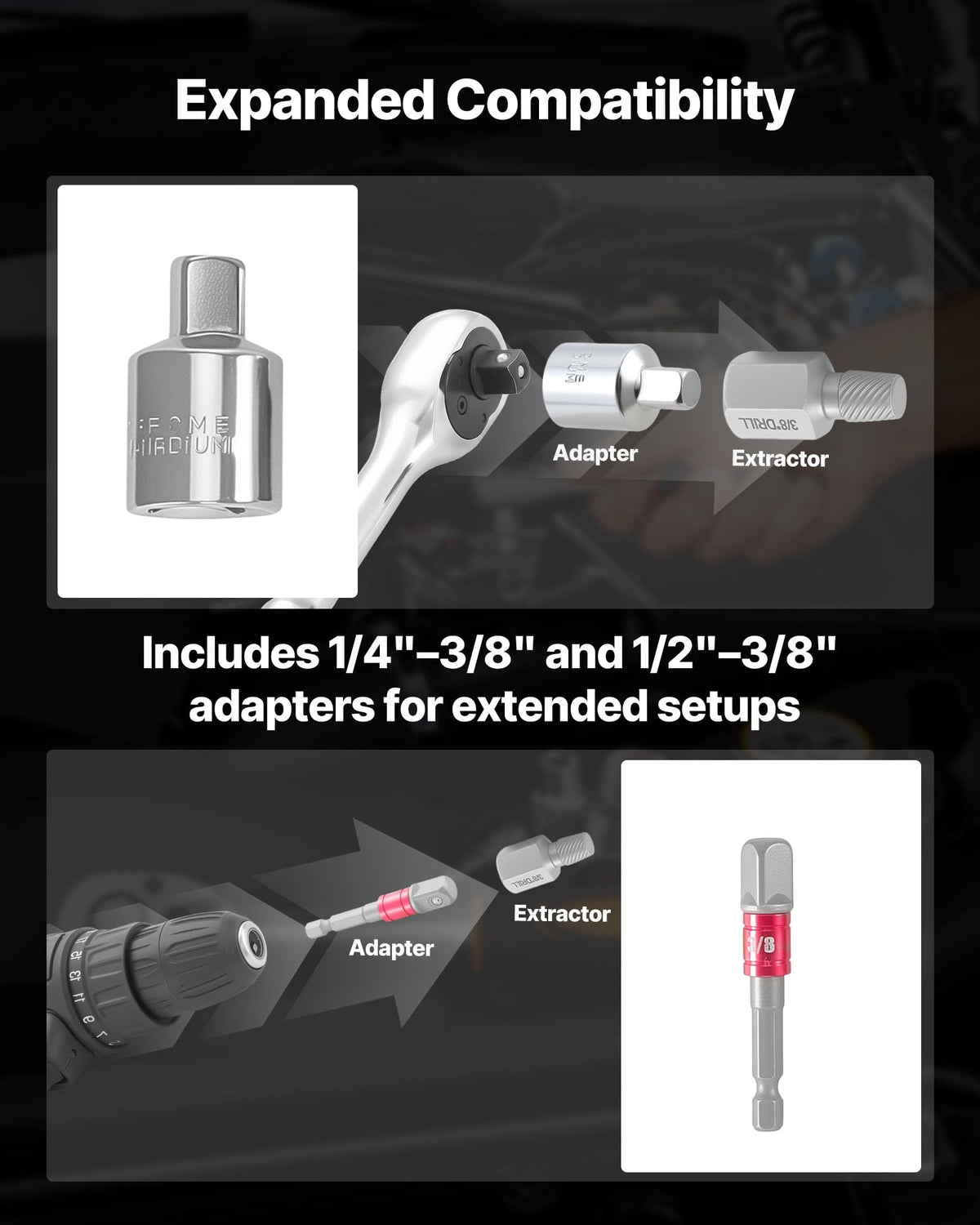 VEVOR laser-etched size markings help you pick the right extractor quickly.