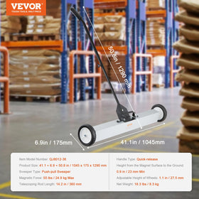 VEVOR adjustable handle height from 30.3 to 44.5 inches for comfortable use