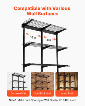 VEVOR adjustable shelf height rails enabling custom spacing for tools