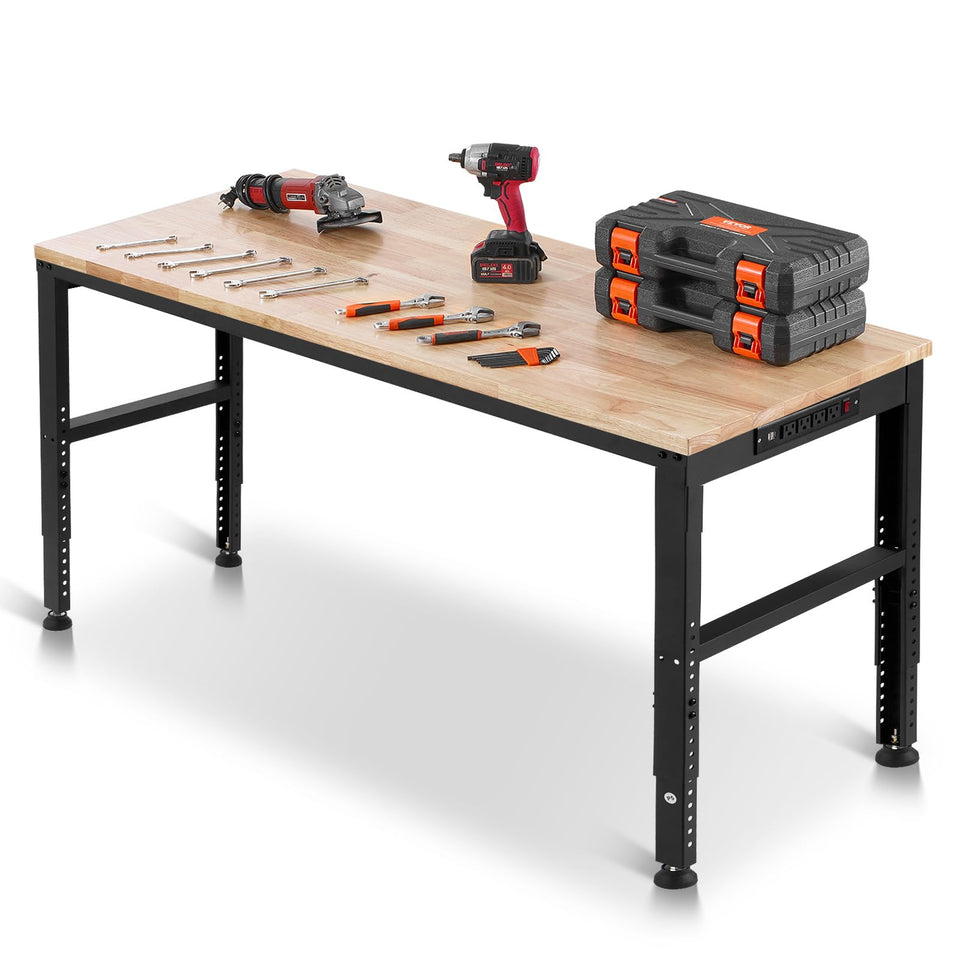 VEVOR adjustable workbench with 2000 lbs capacity for heavy tasks.