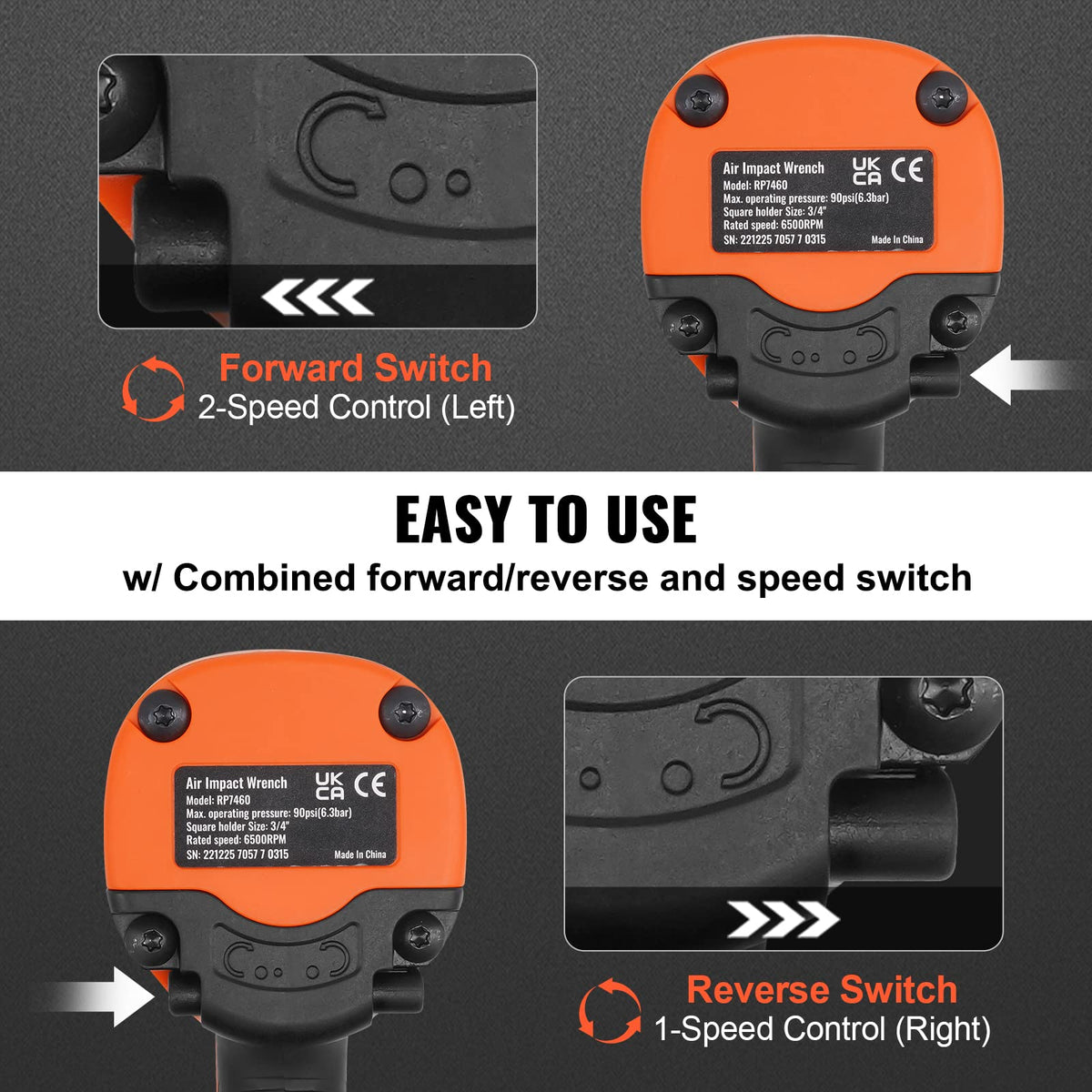 VEVOR forward-reverse regulator enables precise torque control in tight spaces.