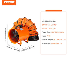 VEVOR Air Mover 12-inch robust steel construction for durability
