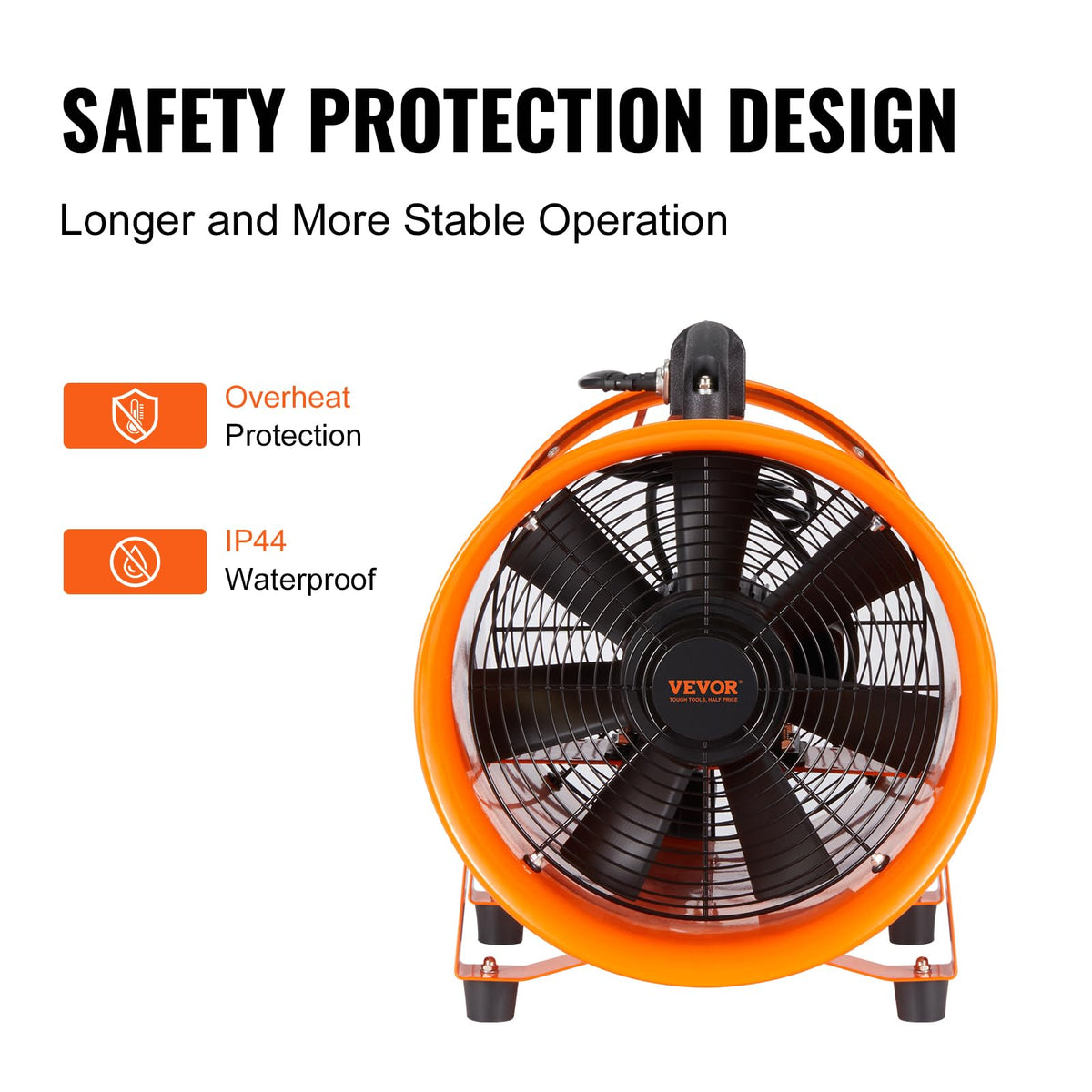 VEVOR air mover carry handle enables quick relocation during projects.
