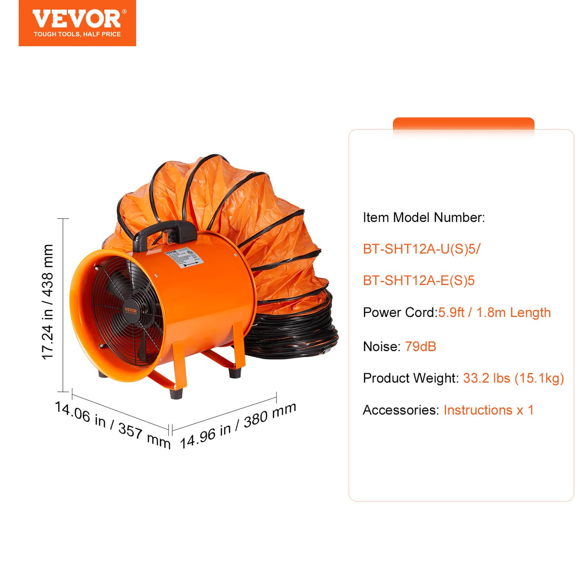 VEVOR Air Mover compact design demonstrates space-saving profile