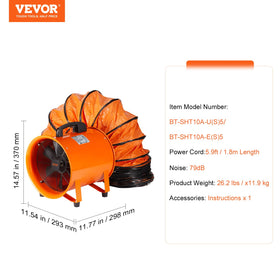 VEVOR air mover IP44 rated body resists spray and damp environments.