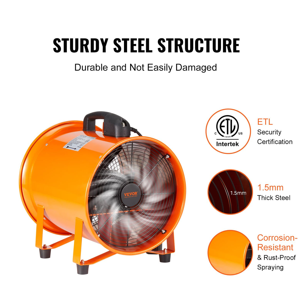 VEVOR air mover steel frame shows durable construction for long-term use.