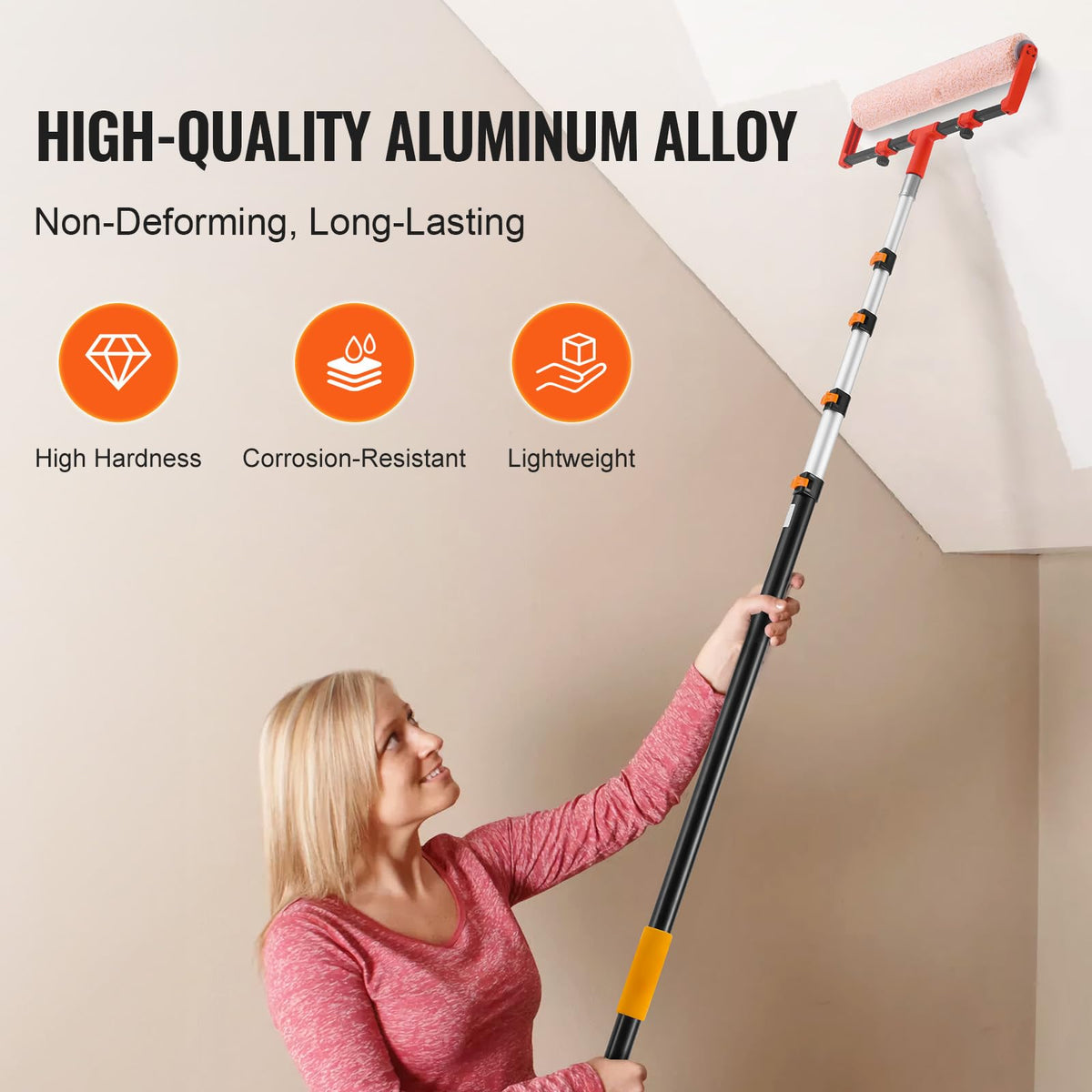 VEVOR aluminum extension pole durable, lightweight for long projects.