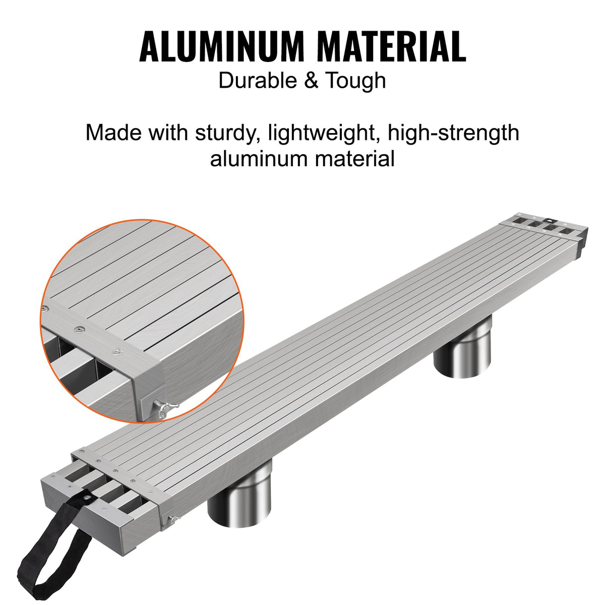 VEVOR nylon sticky straps secure the plank on ladders for added security.