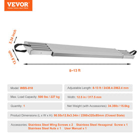 VEVOR 12.5-inch width provides stable footing on uneven surfaces.