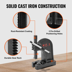 VEVOR Arbor Press AP-1-Ton cast-iron body promises durable performance and long-term reliability.