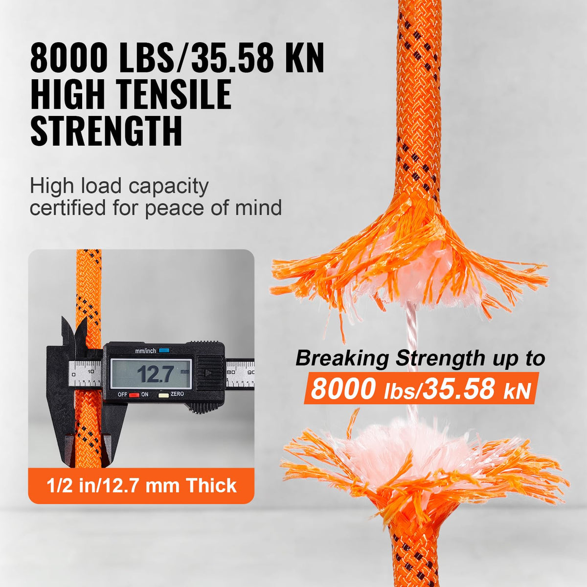VEVOR arborist rigging rope in use demonstrates secure handling.
