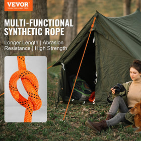VEVOR arborist rigging rope shown for climbing, rappelling, and rescue tasks.