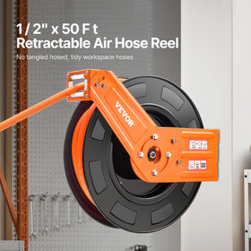 VEVOR auto rewind hose reel with four non-slip rollers for smooth feeding