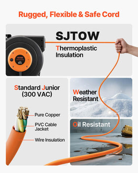VEVOR automatic retractable system offers smooth retraction and tangle-free storage.
