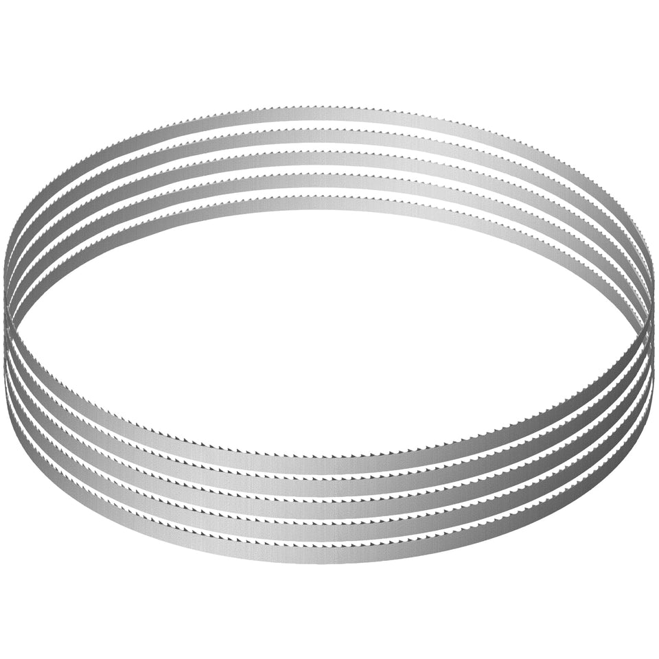 VEVOR band saw blade close-up showing dense teeth for smooth cuts.