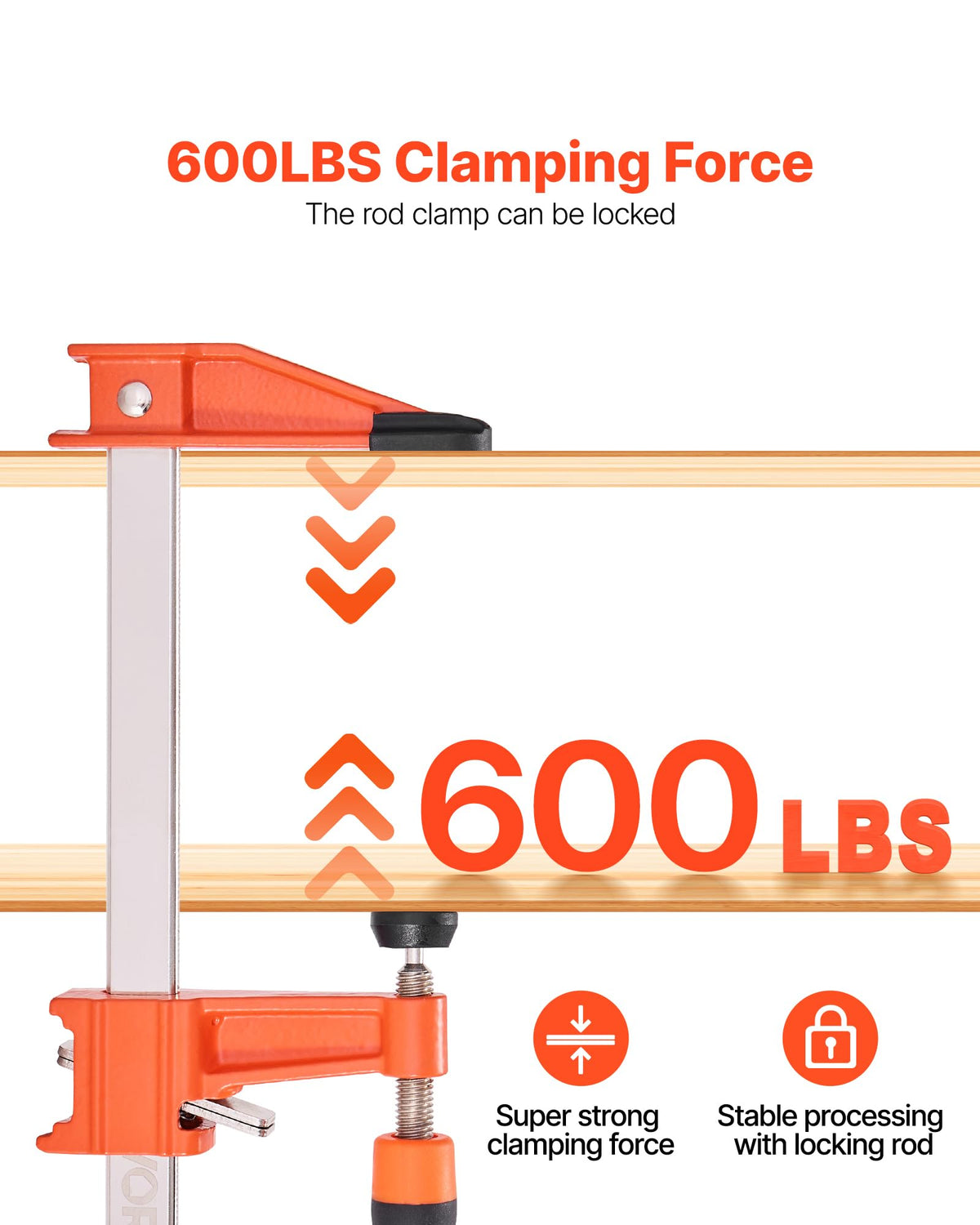 VEVOR Bar Clamps Cast Iron Jaws resist deformation under load.