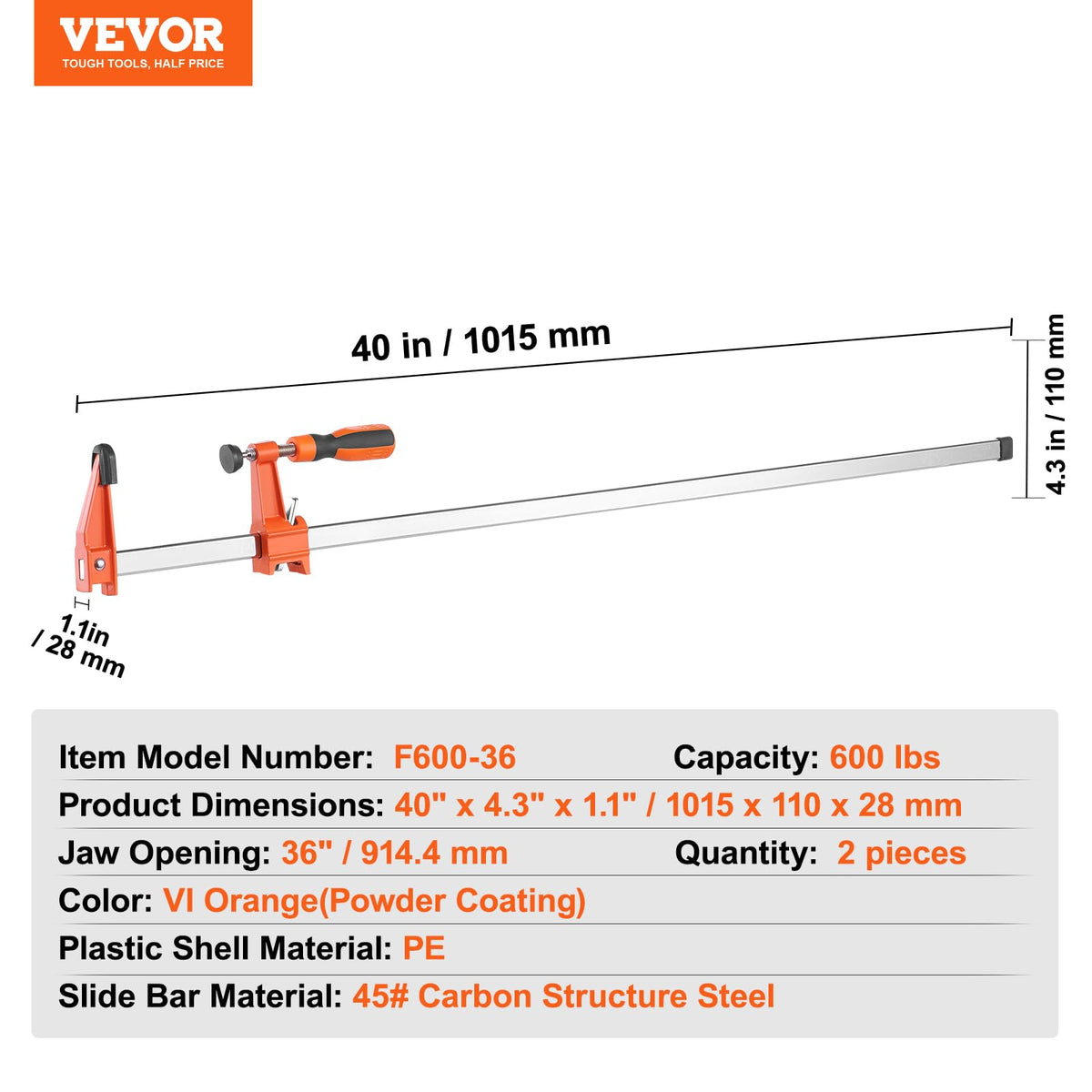 VEVOR clamp set includes a clear manual for easy operation.