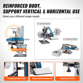 VEVOR Belt Grinder Sander flat and circular grinding mode in action.
