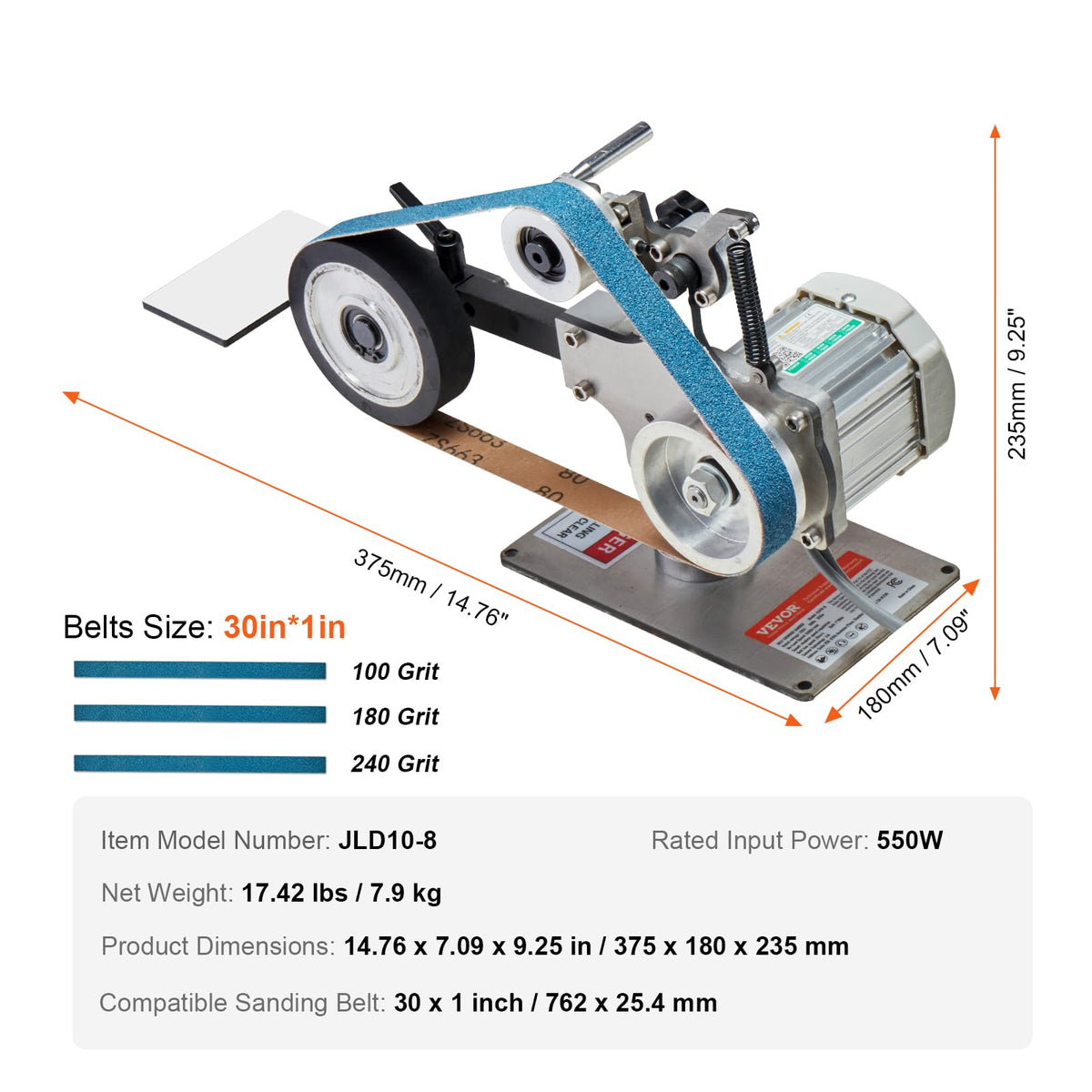 VEVOR Belt Grinder Sander supports vertical and horizontal setup.