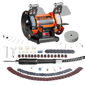 VEVOR bench buffer polisher includes 100-pcs accessories to expand projects.
