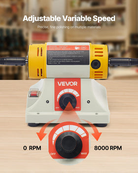 Cast aluminum base of the VEVOR bench buffer polisher ensuring durability and stability
