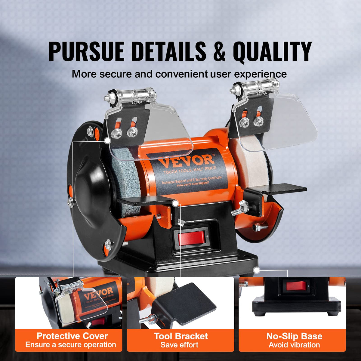 VEVOR bench buffer polisher compact design saves workbench space.