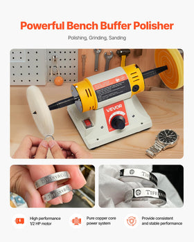 Close-up of speed control dial on the VEVOR bench buffer polisher for varied RPM
