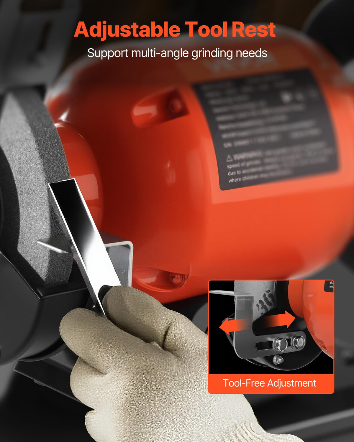 VEVOR bench grinder cast-iron body delivers durability and stable operation