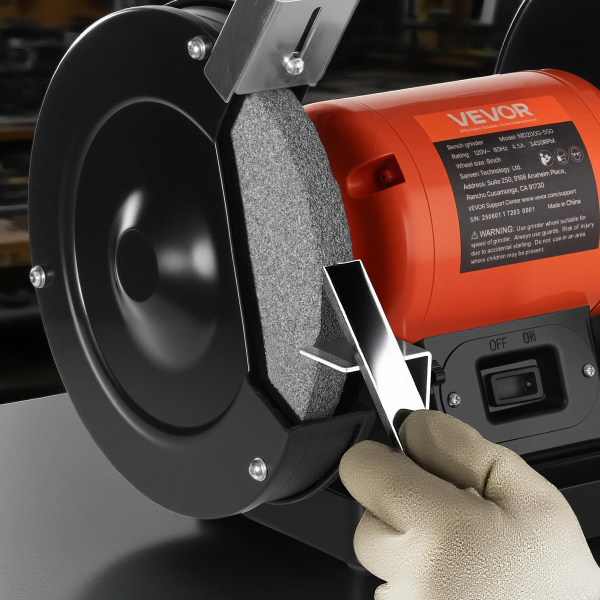 VEVOR bench grinder demonstrates practical sharpening applications for tools and small parts