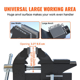 VEVOR bench vise 240 degree swivel base enables flexible positioning.