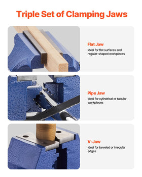 VEVOR 360-degree swivel base enables precise positioning during tasks.