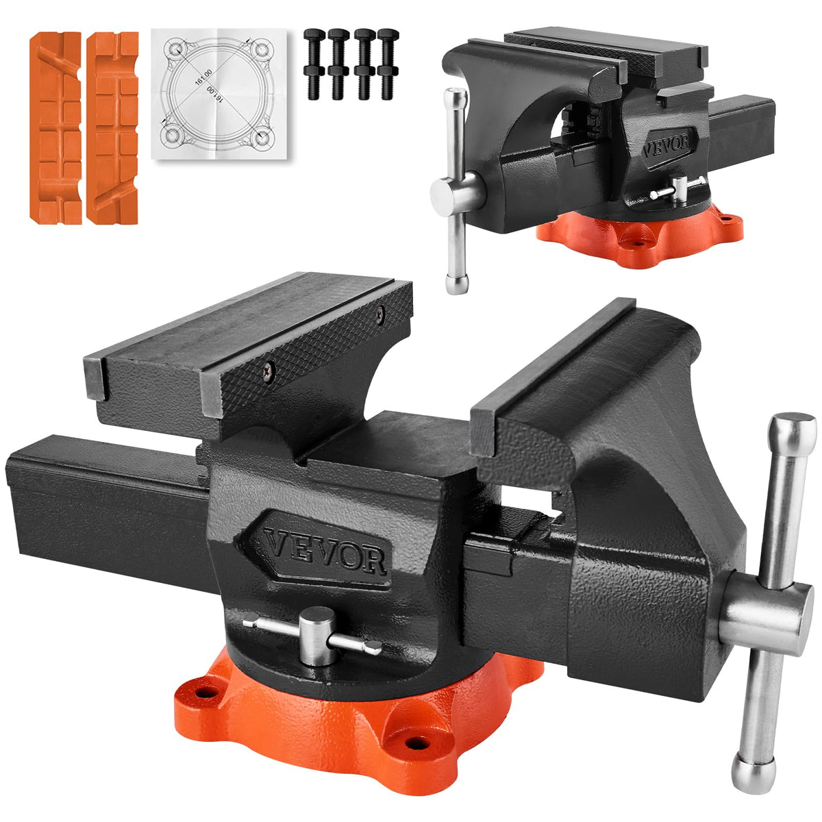 VEVOR bench vise with 8-inch jaw width for stable clamping on tough jobs.